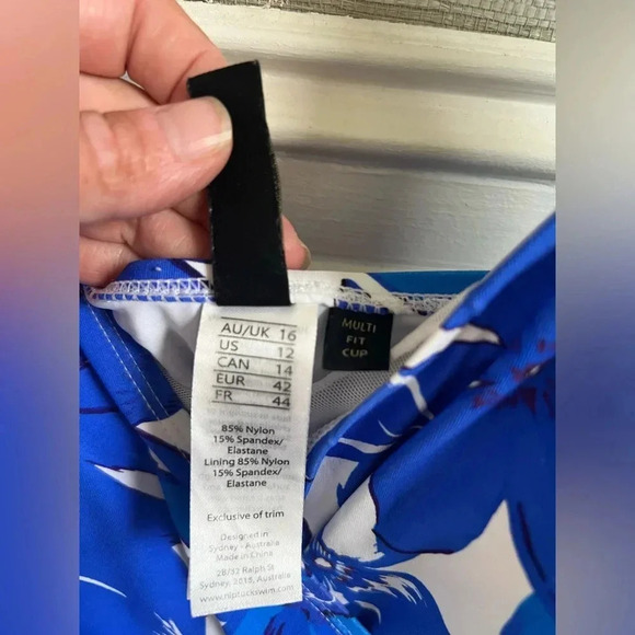 Floral Blue Women's One Piece Swimsuit - Picture 7 of 12